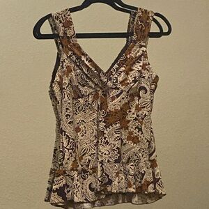 Creative Design Works, Inc. CDW V-Neck Top Blouse Sleeveless Size M